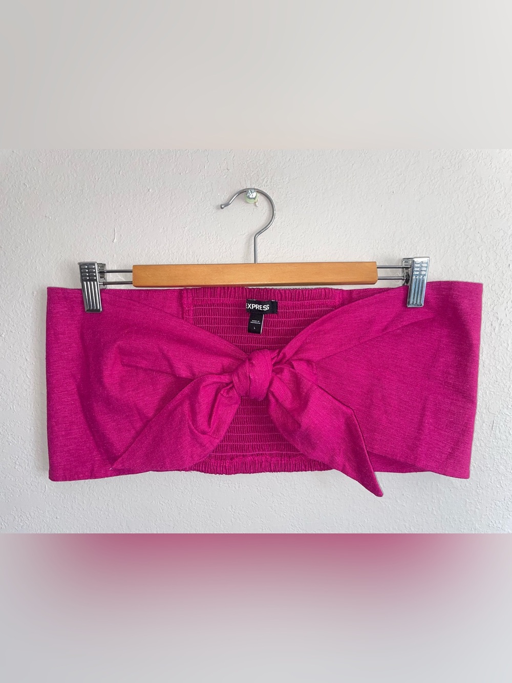 Express Hot Pink Bow-Front Crop Tube Top